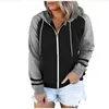 Women's Hoodies & Sweatshirts Autumn 2022 Fashion Women/Girl Printed Splicing Long Sleeve Straight Type Zipper Hooded Sweatshirt Preppt Styl