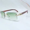 Moda Gafas de sol de madera Hombres sin montura Carters de lujo Gafas con estilo Decoración de vacaciones de verano Accesorios para hombre Diseñador de conducción Sha2283