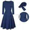 Красивый весенний сплошной цвет с крышкой с кнопкой ретро элегантные платья вечеринка вспышки планирования женщины платье A241 210630