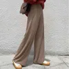 Autumn Winter Drape Knitted Wide Leg Pants Women Straight Sweatpants High Waist Stripe Slim Trousers 11390 210512