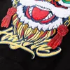 Men's T-Shirts 2022 Summer Fashion Couple Top Chinese Style Lion Awakening Embroidery Cotton Loose Short Sleeve T-shirt Casual