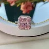OEVAS 100% 925 Sterling Silver Pink High Carbon Diamond Bridal Rings For Women Sparkling Wedding Engagement Party Fine Jewelry