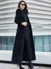 Lautaro Zima Długie Czarne Miękkie Ciepłe Futro Futro Kobiety Z Kapturem Z Długim Rękawem Slim Fit Maxi Fluffy Korean Fashion 211018