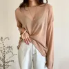 Pull tricoté pour femmes à la mode irrégulière fendu grande taille lâche perspective dos creux T-shirt 210520