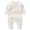 Nyfödd baby jumpsuits spädbarn solida färger rompers barn långärmad onesies barn pojkar kläder 365 j2