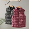 Höstkvinnor Ultra Light Down Vest Vit Duck Coat Parka Ladies Ärmlös Waistcoat Plus Storlek 3xl 210819