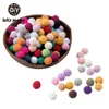 Let's Make 100Pcs Crochet Beaded Wood Teether 16mm Round Baby Wooden Toys Braided Teething Beads Oral Care 211106