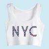 Crop Top Mujer NYC Geométrico Artístico Ciudad de Nueva York Regalo Verano Vintage Algodón Tank Top Mujeres X0507