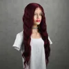 Lunga Borgogna Vino Red Parrucche rosse Onda profonda Capelli resistenti al calore Parrucca anteriore in pizzo sintetico per le donne nere CosplayFactory Direct