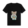 Camisetas masculinas designer 2022 homens e mulheres gatos comem feitos na Itália impressa gráfico tee curta manga curta tripula