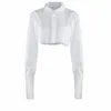 Blouses pour femmes Chemises Femmes À Manches Longues Coréen K-Shirt 2021 Printemps Mode Dames Club Rue Sexy Court Blanc Haut Chemisier