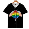 Hommes Baseball Jersey 3d T-shirt imprimé bouton chemise unisexe été décontracté sous-vêtements Hip Hop T-shirt adolescents 065
