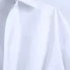 Модные белые укороченные блузки Рубашка женская сексуальная с крестом и V-образным вырезом с длинным рукавом Женские рубашки Шикарные топы Женская повседневная одежда 210430