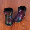 Invierno Nueva imitación Piel Integrada Botas de nieve para niños y niñas Zapatos para niños Espesados ​​Botas cortas de niños Cálidas y coloridas