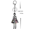 Nyckelringar Hocole Fashion Crystal Cute Doll Rhinestone Key Ring Chain Bag Charm Car Pendant för Kvinnor Handväska Nyckelringar