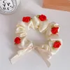 Frauen Rose Blume Seide Scrunchie elastische handgemachte mehrfarbige Haarband Pferdeschwanz Halter Stirnband Haar-Accessoires