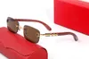 Lunettes de soleil pour hommes et femmes en métal lunettes de soleil sans cadre en bois lunettes carrées à monture complète style de conception de haute qualité adapté à a207p