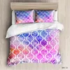 Beddengoed sets eenvoudige 3D-print multicolor kleur blok stiksel patroon set dekbedovertrek kussenslopen 2/3 stuks luxe bed
