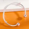 925 Sterling Silver Pandora Armband Rose Gold Moments Snake Chain Style Open Bangle Fit Bead Charm Mode Smycken