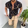 Мужские повседневные рубашки 2021 летняя ретро напечатанная рубашка с коротким рукавом большой размер одежды