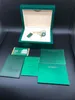 Top Quality Dark Green Watch Boxes Gift Case Booklet Card Tags And Papers Watches cases230V