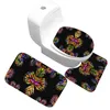 Bath Mat 3 Piece Set Classical Pattern Toilet Cover Foot Pad Non-slip Absorbent Bathroom Door Flannel Soft Bathr Rug Carpet