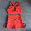 S-XL Pad 2 Sztuk Zestawy Jogi Kobiety Sportswear Stretch Siłownia Spodenki Zestaw Kobiet Odzież Sport Bra Workout Ubrania Dres 210802