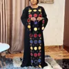 Vestidos pretos africanos longos para mulheres noite flare manga impressão solta chão comprimento vintage elegante noite festa vestidos grande tamanho 210510