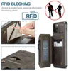 12 11 Pro XS Max XR 7 8 Plus étui de téléphone à rabat en cuir Redmi Note 8 9 pro avec fermeture à glissière RFID couverture de portefeuille de carte de crédit