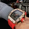 2022 New Diamond Mens Fashion Watches 11-03 Automatic Mechanical Movement Watch Red Rubber Strap High Quality Iced Out Wristwatches