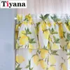 Tiyana limão amarelo curto puro cortinas para sala de estar cozinha meia cortina de frutas do verão Cortinas Rideaux DP166X 210712