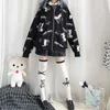 Gotycki płaszcz Bluza Kobiety Moda Wiosna Odzież Ins Preppy Kawaii Bluzy Z Długim Rękawem Zip Up Hoodie Japoński Cute Topy 211013