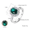 925 Sterling Silver Wedding Ring Princess Diana Kate Middleton Skapat klass ädelsten Birthstone Ruby Sapphire Emerald Halo uttalande Engagemang Ringar för kvinnor