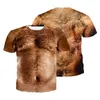 2020 nouvelle mode hommes 3d T-shirt drôle imprimé poitrine cheveux Muscle à manches courtes été hommes t-shirts drôle singe visage T-shirt Y201 X0621
