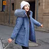 Zqlz Plus Size Winter Jacket Kobiety z kapturem Różowy długi parkas mejr luźny bawełniany płaszcz zwykły czarny ciepły płaszcz Kobieta 211223