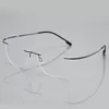 Randlose Presbyopie Gläser Anti-Blue Ray Unisex Titan Legierung Frameless Lesen Männer Frauen Verschreibung Myopie Spectacle Sunglasses