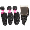 Peruvian Loose Wave Hair bundles With Closure Peruvian Virgin Hair With Closure Unprocessed Human Hair Weaves Bundles With 4x4 Closure