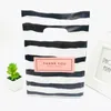 Pink Black Thank You 20x30cm Black White Stripes Plastic Handles Bag Plastic Boutique Jewelry Gift Bags With Handle 50pcs 210326