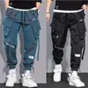 Herrbyxor Cargo Mode Hip Hop Byxor med flera fickor Trendiga Streetwear Solida träningsbyxor Pantalones Casuales Para Hombre