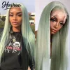 Mode Style Green / Pink / Blue None Lace Front Wig 13x4 Transparenta syntetiska peruker Förplockade 18-30 tums brasilianska rakt mänskligt hår