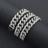 13 mm Miami Cuban Link Łańcuch Złoty Srebrny Kolor Naszyjnik dla kobiet mrożony kryształowy naszyjnik z kryształowego rhinestone Hip Hop Jewlery 312W