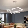 Lampy wisiorek Prostokąt żyrandole światła do salonu Dining Biurko biurowe LED Ring Light Home Decor