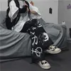 QWEEK Japanese Anime Drukuj Dresy Kobiety Vintage Streetwear Oversize Szeroki Nogi Spodnie Jogging Casual Spodnie Kobieta Mall Goth 210925