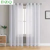 DZQ Solid Color White Sheer Curtain for Living Room Bedroom Kitchen Door Window Treatment Modern Household Voile Tulle Curtain 210712