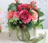 Dekoracyjne kwiaty wieńce ślubne bukiet ślubny sztuczny jedwab róża piwonia kwiat różowy druhna impreza Prom dostaw dekoracji tabeli
