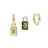 Hoop huggie vit med grön cz charm hängande örhängen för kvinnor geometirc guld metall circos brincos 2021 trend smycken gåva