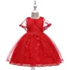 Kids Prom Princess Dress Teenager Cotton Lace Princesee Dress Child Girl Wedding Birthday Party Dress 2-10 Years Old Girl Skirt 1475 B3