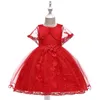 Kinder Prom Prinzessin Kleid Teenager Baumwolle Spitze Princesee Kleid Kind Mädchen Hochzeit Geburtstag Party Kleid 2-10 Jahre alt Mädchen Rock 1475 B3