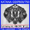 OEM Ciała dla Suzuki Katana GSXF 600 Silver Grey 750 CC GSXF750 2003 2004 2005 2006 2006 18NO.76 GSX750F GSX600F 03-07 GSXF-600 600CC 750CC GSXF600 03 04 05 06 07 Owalnia