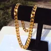Kubansk kantkedja 18 K g / F Thai Baht Gold Halsband 24 "Tunga smycken tjock lång n16